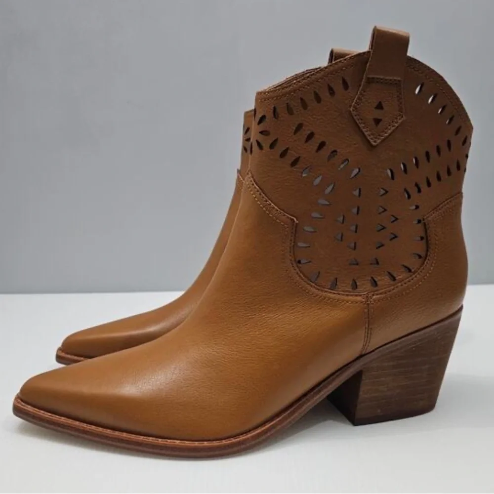 Marc Fisher Elyea Pointed Toe Western Boot Brown Ankle Booties Size 11